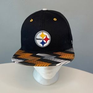 Pittsburgh Steelers ‘47 Snap Back Hat - Black Yellow - Zig Zag - Logo- Kids OS